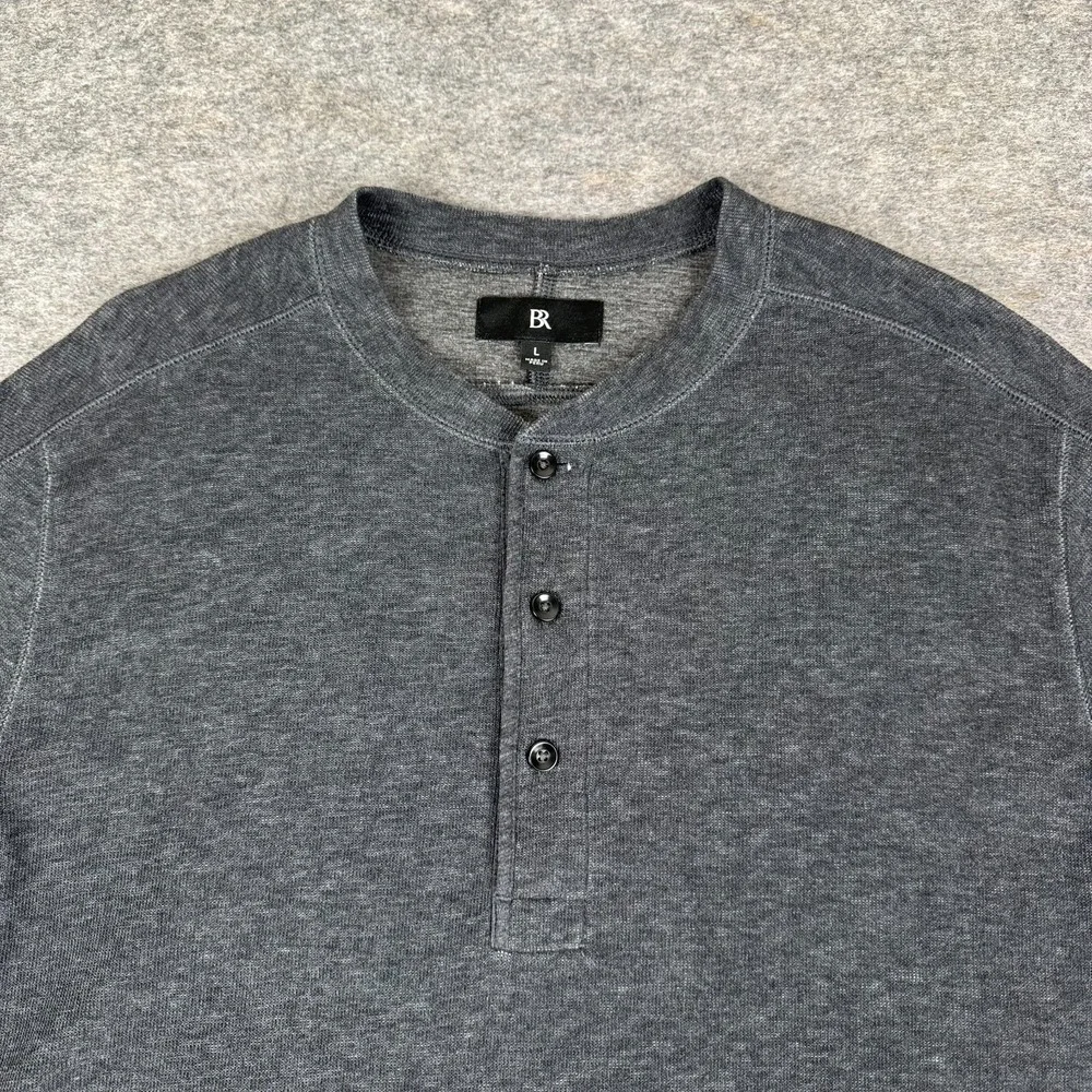 Banana Republic Slub Double Knit Henley Shirt Gray Green Lot Of 2 Mens Large L